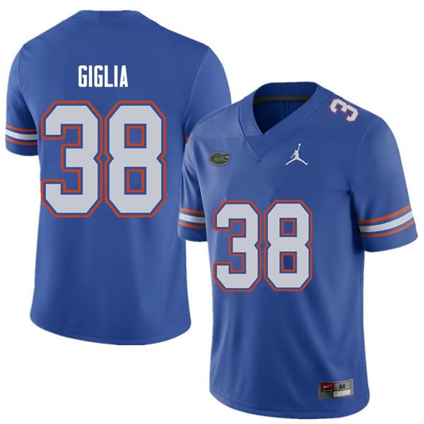 Men's NCAA Florida Gators Anthony Giglia #38 Stitched Authentic Jordan Brand Royal College Football Jersey ZSU4165OY